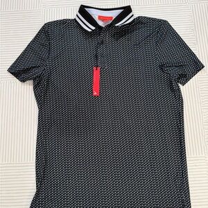 Black Patterned Polo Golf/Tennis Shirt
